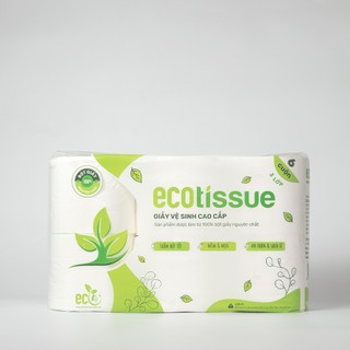 Giấy vệ sinh giấy cuộn cao cấp EcoWipes dày 3 lớp có lõi/không lõi mềm mịn dai thấm hút tốt