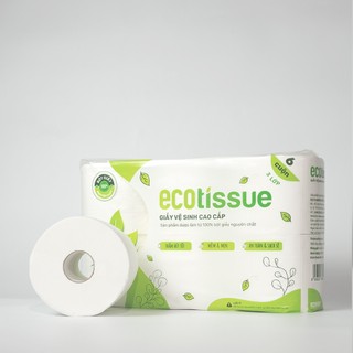 Giấy vệ sinh giấy cuộn cao cấp EcoWipes dày 3 lớp có lõi/không lõi mềm mịn dai thấm hút tốt