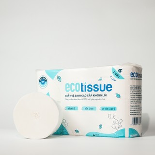 Giấy vệ sinh giấy cuộn cao cấp EcoWipes dày 3 lớp có lõi/không lõi mềm mịn dai thấm hút tốt