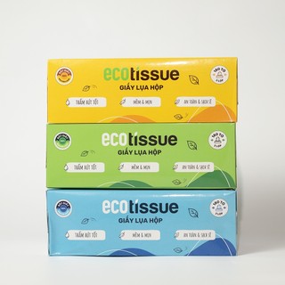 Combo 05 hộp khăn giấy rút hộp giấy ăn 3 màu cao cấp EcoWipes 180 tờ không bụi vụn