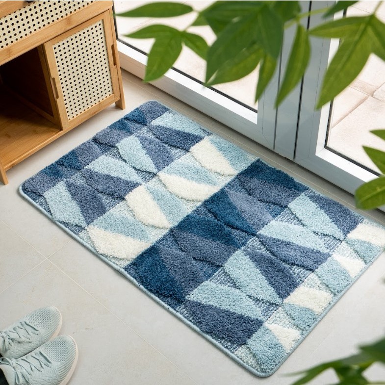 Thảm Cotton Len Dập Vân Nổi Ziczac Ra Vào Cửa Căn Hộ