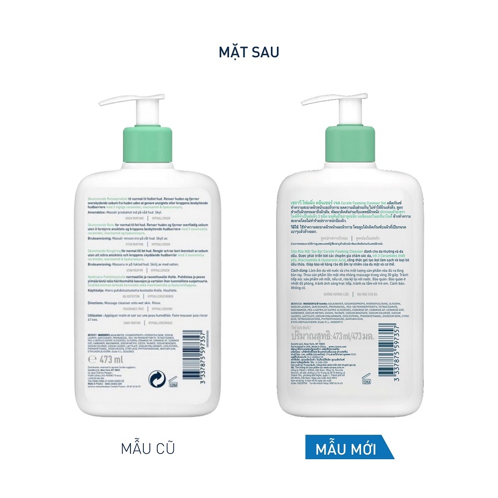 Ảnh Sữa Rửa Mặt CeraVe Foaming Cleanser Giúp Làm Sạch Sâu Dành Cho Da Dầu 473ml 2