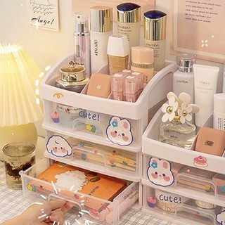 Kệ Đựng Mỹ Phẩm Nhựa 4 Tầng Để Bàn Tặng Kèm Sticker Khay Đựng Đồ Trang Điểm Nhiều Ngăn Chắc Chắn