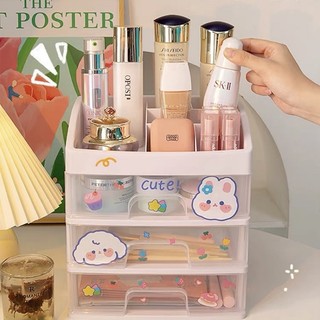Kệ Đựng Mỹ Phẩm Nhựa 4 Tầng Để Bàn Tặng Kèm Sticker Khay Đựng Đồ Trang Điểm Nhiều Ngăn Chắc Chắn