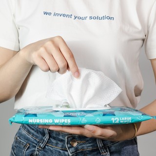 Combo 03 gói khăn ướt lau cơ thể Nursing EcoWipes gói 12 hương trà xanh
