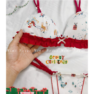 Set đồ lót, áo bra mút mỏng cotton pc tone đỏ - handmade by Mimihouse