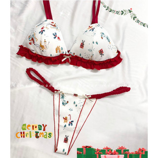 Set đồ lót, áo bra mút mỏng cotton pc tone đỏ - handmade by Mimihouse
