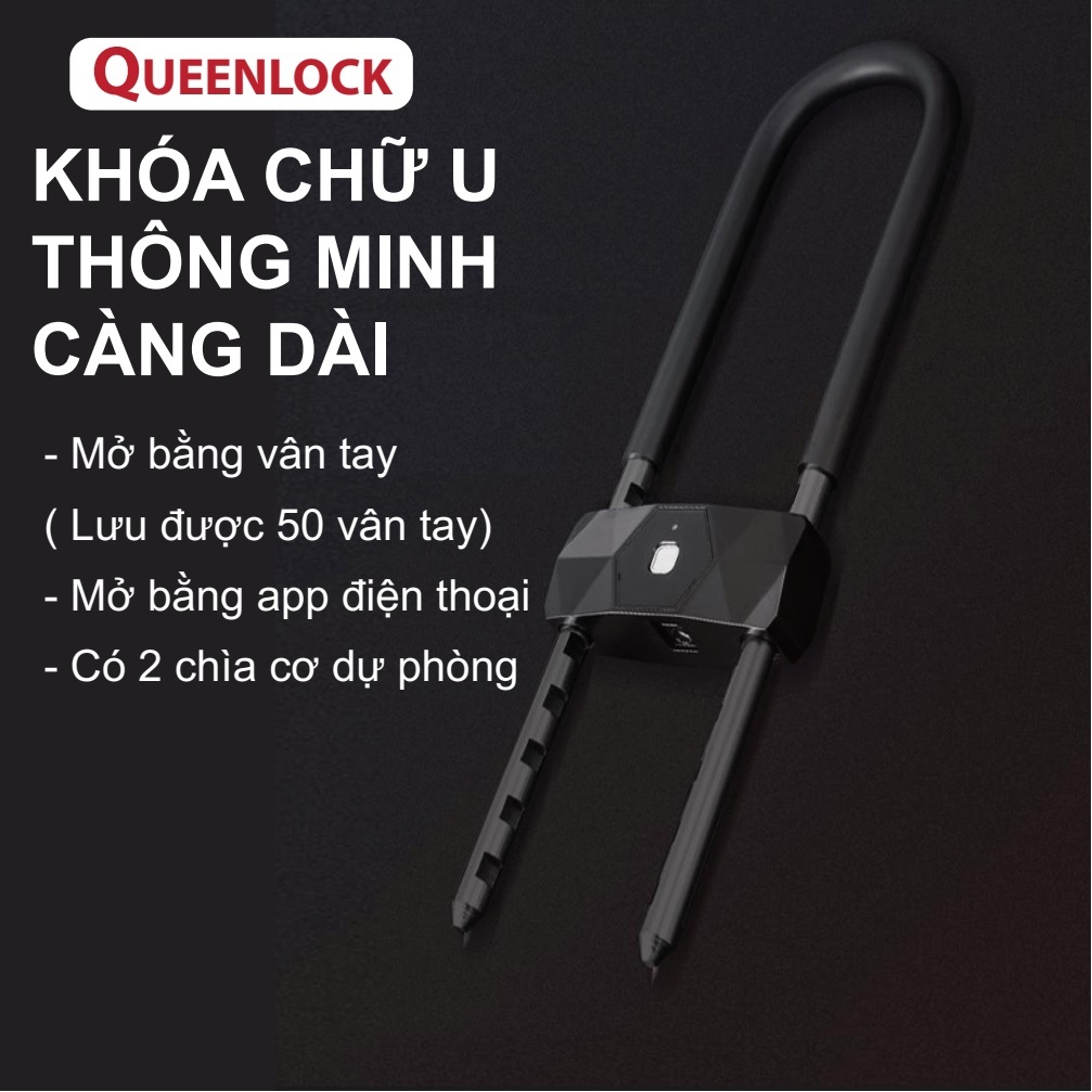 Khóa Chữ U Vân Tay Càng Dài Queenlock QL-U502 Dùng Cho Cửa Kính Mở Bằng ...