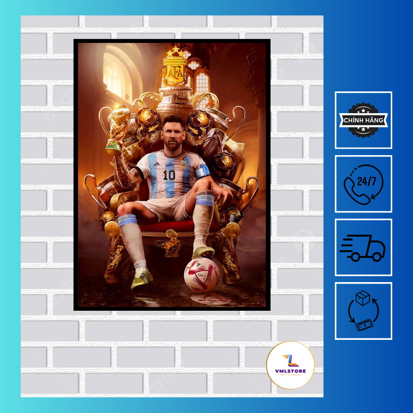 Poster Lionel Messi, Khung Ảnh Bóng Đá Treo Tường, Để Bàn Size ( A5,A4 ...