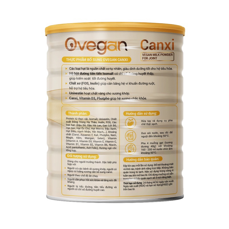 Sữa Ovegan canxi - Tốt cho xương khớp hộp 850gram date mới