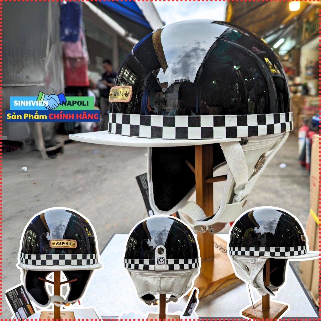 Mũ bảo hiểm 1/2 nửa đầu Bosozoku Japan Style có miếng che quanh nón kết dài rộng kiễu nhật công ty napoly giải pháp tốt
