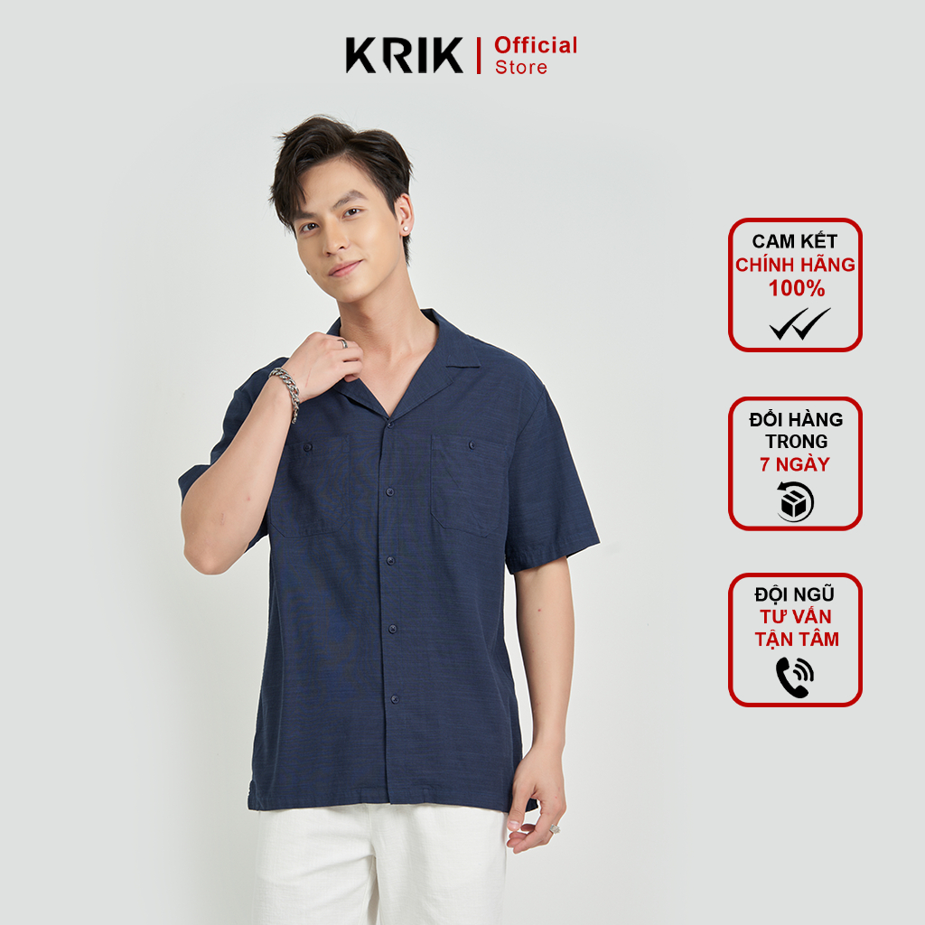 Áo Sơ mi Dài Tay Nam Cộc Tay Local Brand KRIK Chất Liệu Cotton Form Classic SC3015