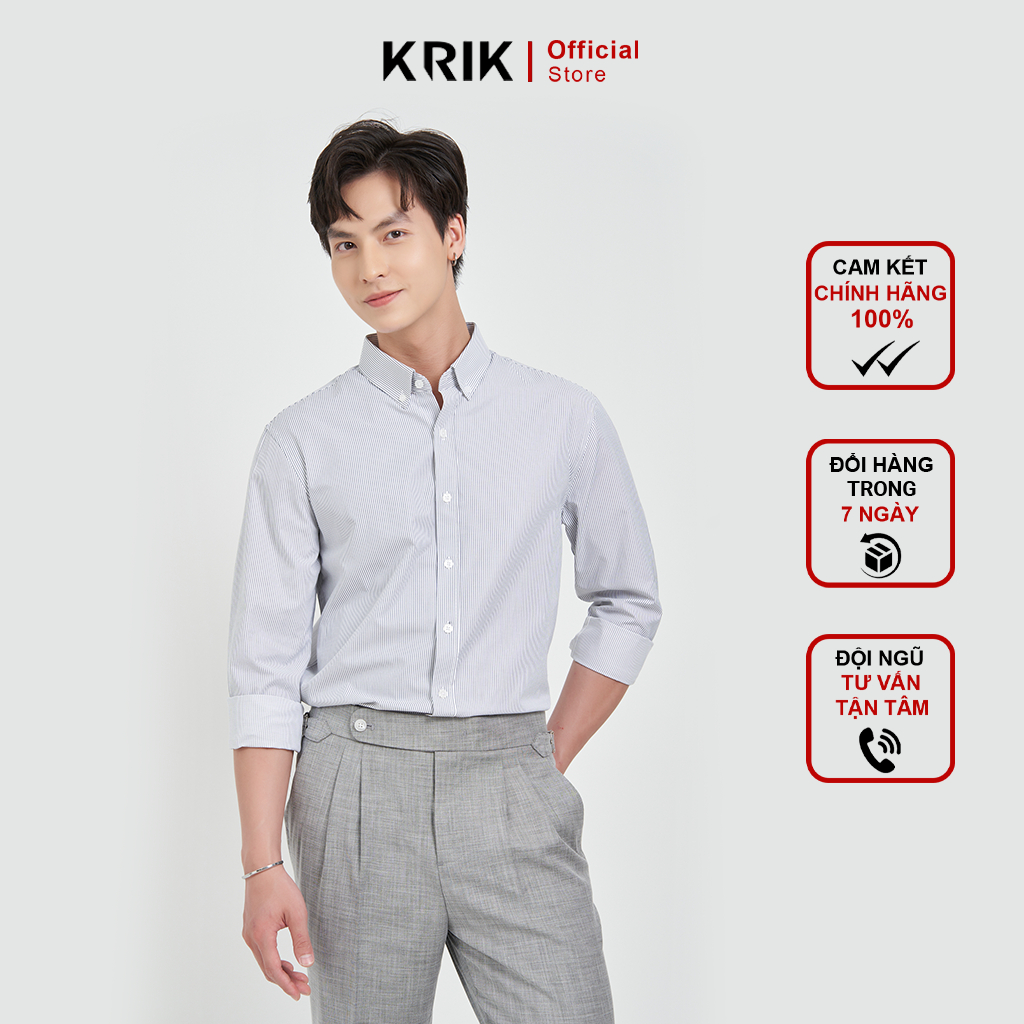 Áo Sơ mi Dài Tay Nam Cổ Đức Local Brand KRIK Chất Liệu Cotton Form Slimfit Lịch Lãm SD3008