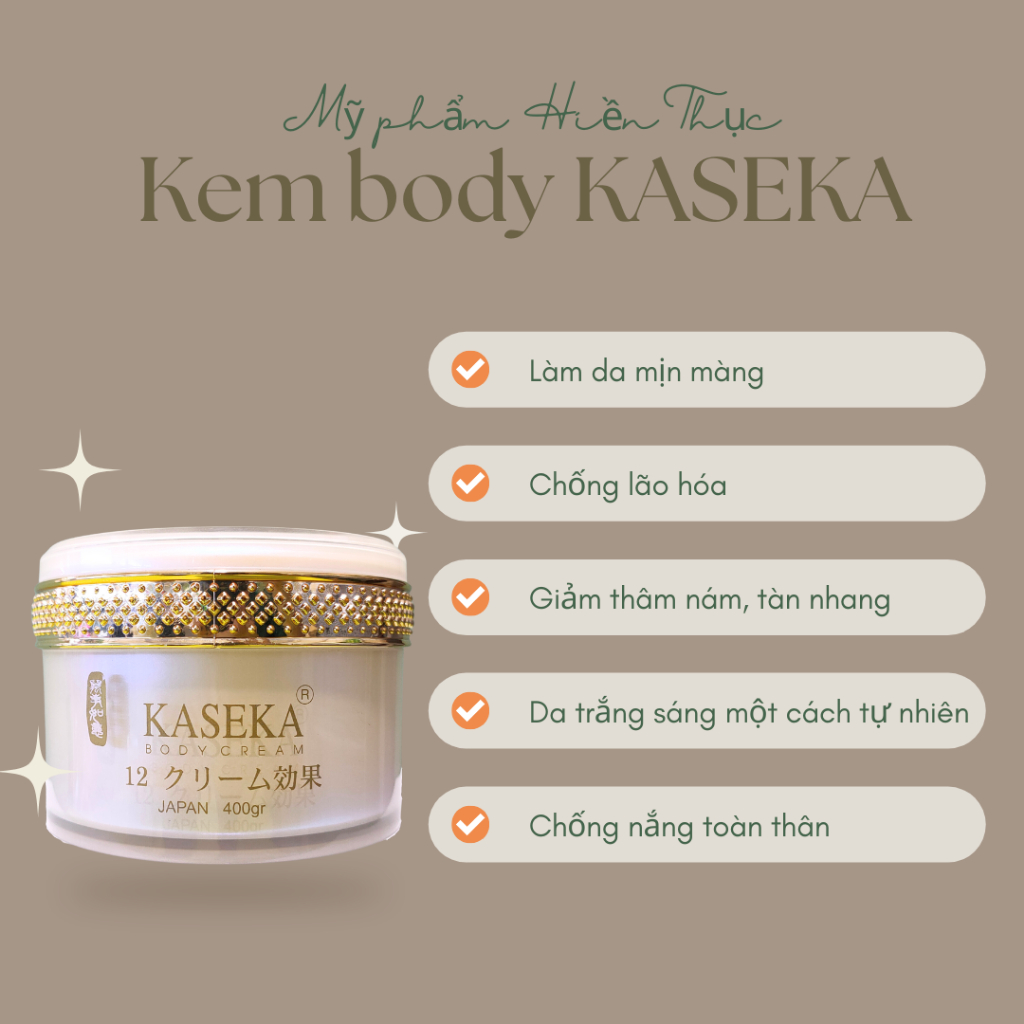 Kem body KASEKA dưỡng trắng toàn thân 400g Hàng chính hãng