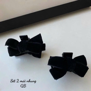 Set 2 chiếc kẹp tóc mái nhung đen thanh lịch
