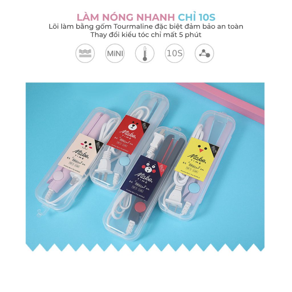 Máy duỗi uốn tóc mini đa năng bằng nhiệt có hộp tiện lợi