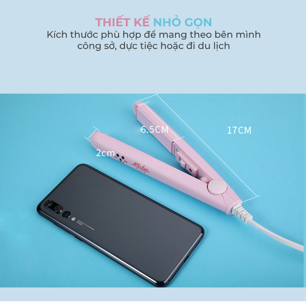 Máy duỗi uốn tóc mini đa năng bằng nhiệt có hộp tiện lợi