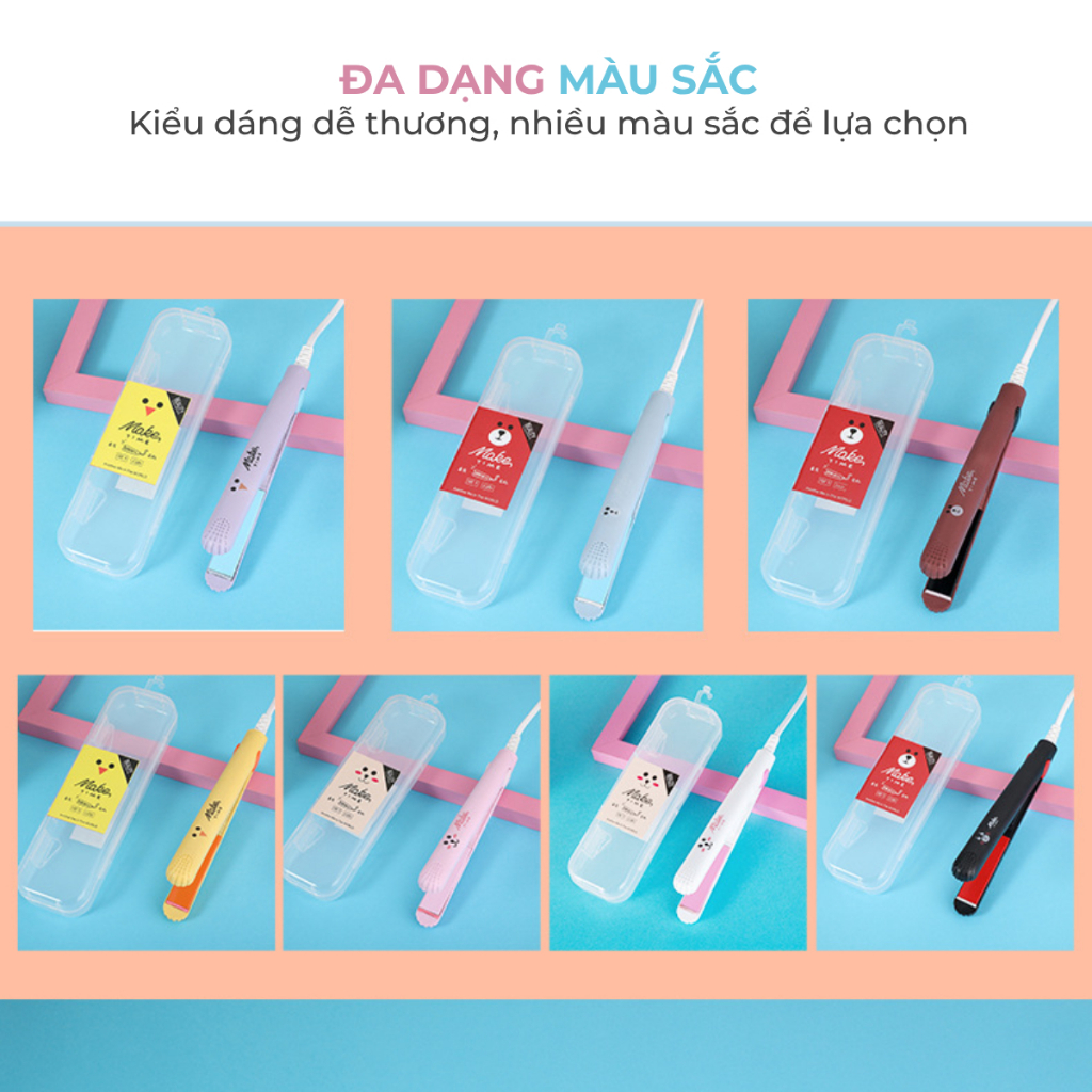 Máy duỗi uốn tóc mini đa năng bằng nhiệt có hộp tiện lợi