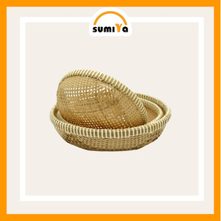 Rổ cật tre viền mây cao cấp hình tròn, nguyên liệu tự nhiên thân thiện với môi trường,dùng trang trí