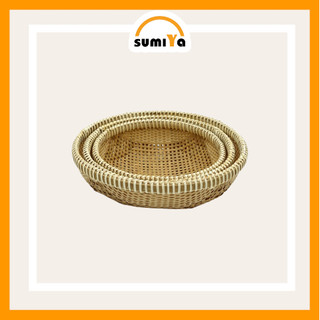 Rổ cật tre viền mây cao cấp hình tròn, nguyên liệu tự nhiên thân thiện với môi trường,dùng trang trí