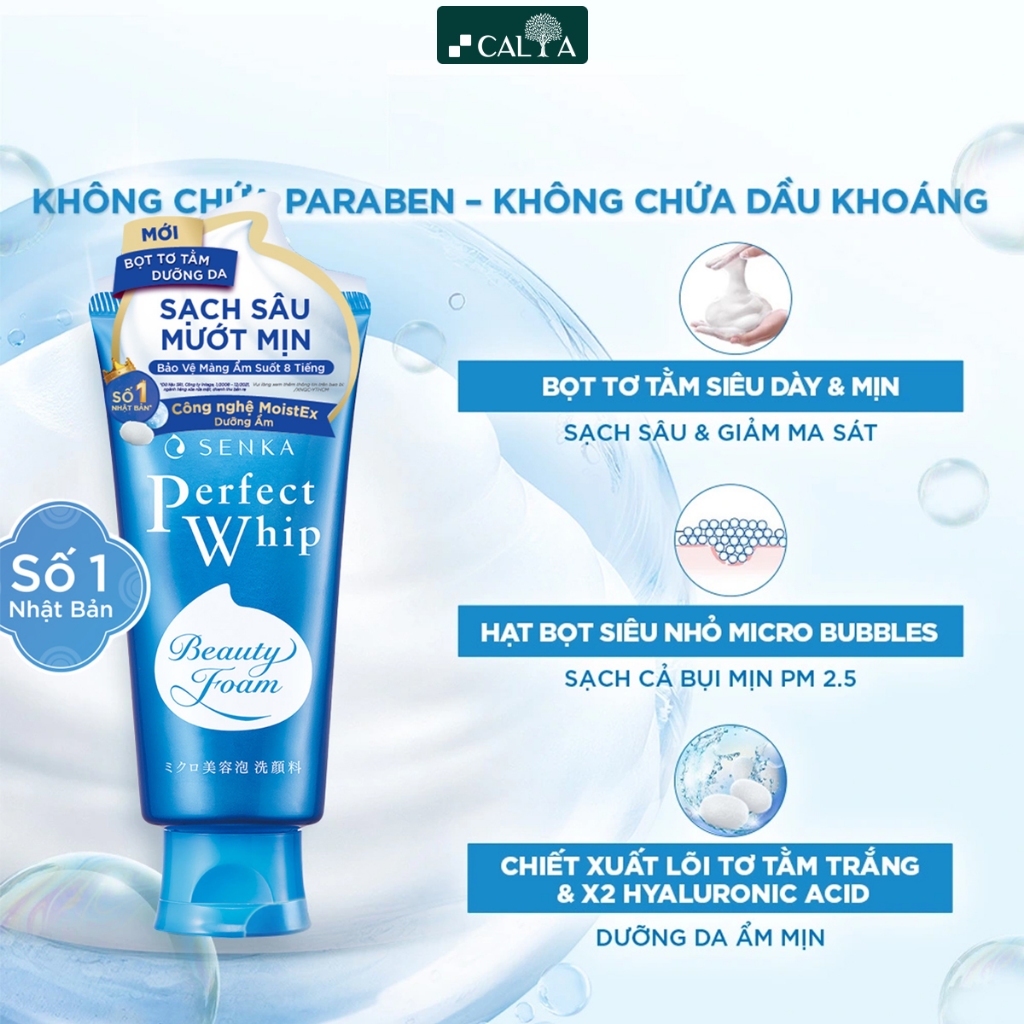 Ảnh Sữa Rửa Mặt Senka Dưỡng Trắng, Chống Lão Hóa, Ngừa Mụn - Senka Perfect Whip Beauty Foam 100g/120g 4