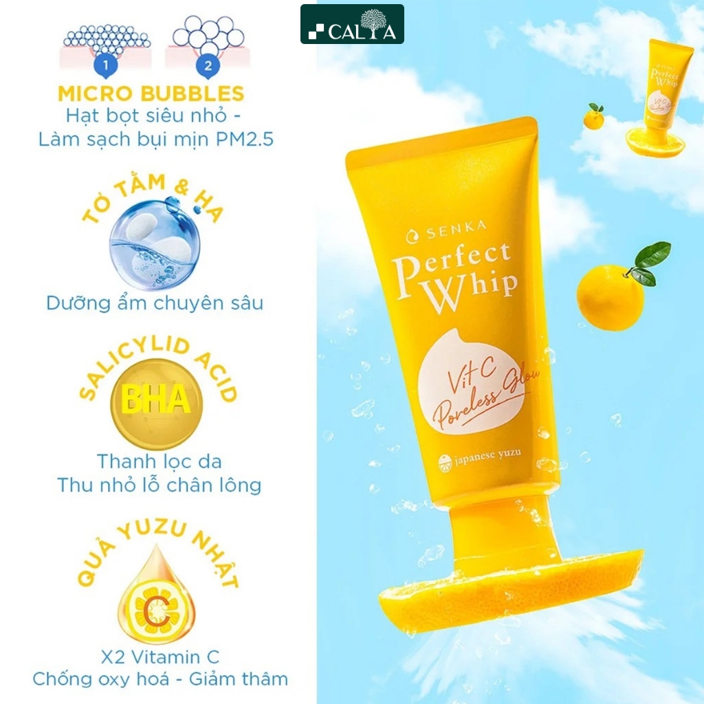 Ảnh Sữa Rửa Mặt Senka Dưỡng Trắng, Chống Lão Hóa, Ngừa Mụn - Senka Perfect Whip Beauty Foam 100g/120g 2
