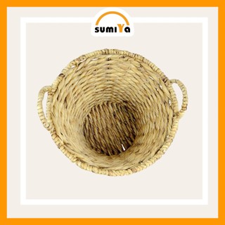 Giỏ lục bình tròn đan rối có quai Sumiya dùng để quần áo, sách báo, đồ dùng, decor, trang trí, sản phẩm tự nhiên