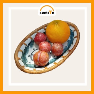 Đĩa mây xiên khảm sứ oval SUMIYA dùng đựng bánh kẹo, thức ăn, decor, trang trí, sản phẩm tự nhiên