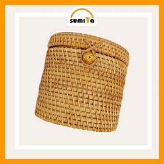Hộp khăn giấy mây xiên tròn SUMIYA dùng để khăn giấy, decor, trang trí, sản phẩm tự nhiên