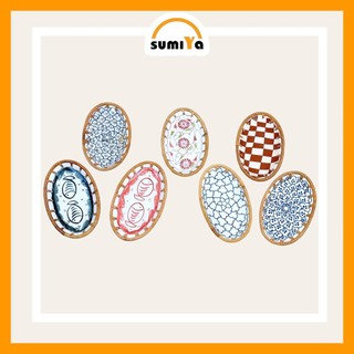 Đĩa mây xiên khảm sứ oval SUMIYA dùng đựng bánh kẹo, thức ăn, decor, trang trí, sản phẩm tự nhiên