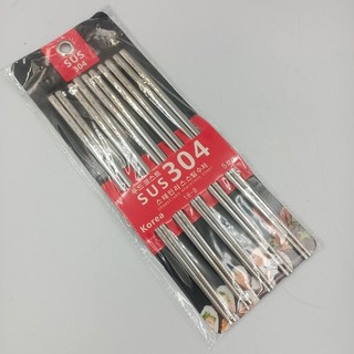 SET 5 đôi đũa inox 304 khắc logo và họa tiết hoa văn cao cấp