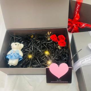 (30cm*20cm*11cm_gift xám) Combo hộp quà  valentine, sinh nhật size to tặng bạn trai, người yêu, kèm phụ kiện