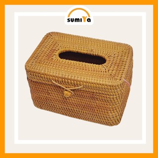Hộp đựng giấy ăn mây xiên chữ nhật SUMIYA dùng để khăn giấy, decor, trang trí, sản phẩm tự nhiên