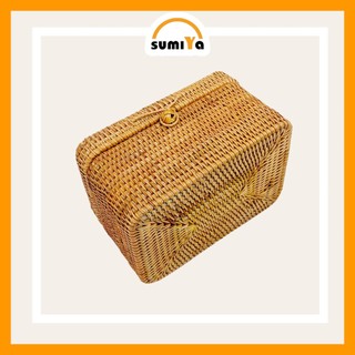 Hộp đựng giấy ăn mây xiên chữ nhật SUMIYA dùng để khăn giấy, decor, trang trí, sản phẩm tự nhiên