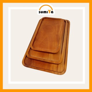 Khay gỗ chữ nhật khay gỗ tròn khay decor đựng thức uống bánh kẹo trái cây- Sumiya