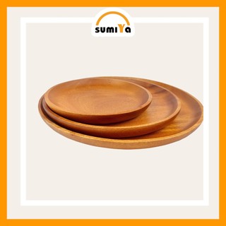 Khay gỗ hình tròn, khay gỗ dùng để trà bánh, decor hoặc làm phụ kiện chụp ảnh