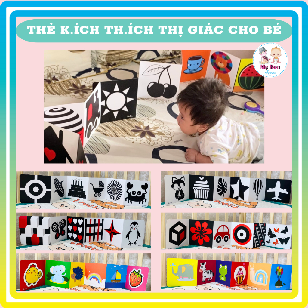 Bộ thẻ kích thích thị giác cho bé dạng gấp giúp phát triển thị giác 0-6M