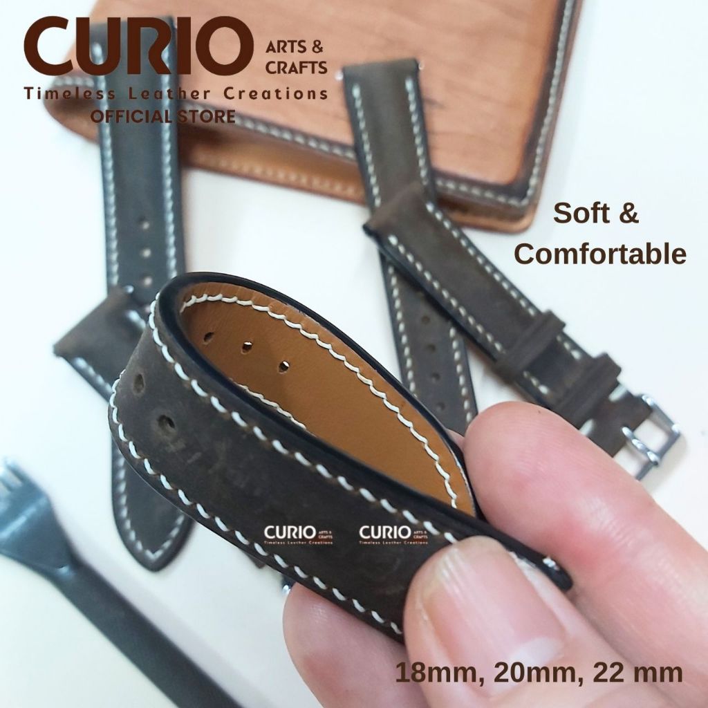 Dây đồng hồ handmade da bò sáp cao cấp, tặng hộp gỗ + khóa + chốt – BH 1năm – WSB_HMD1 CURIO LEATHER