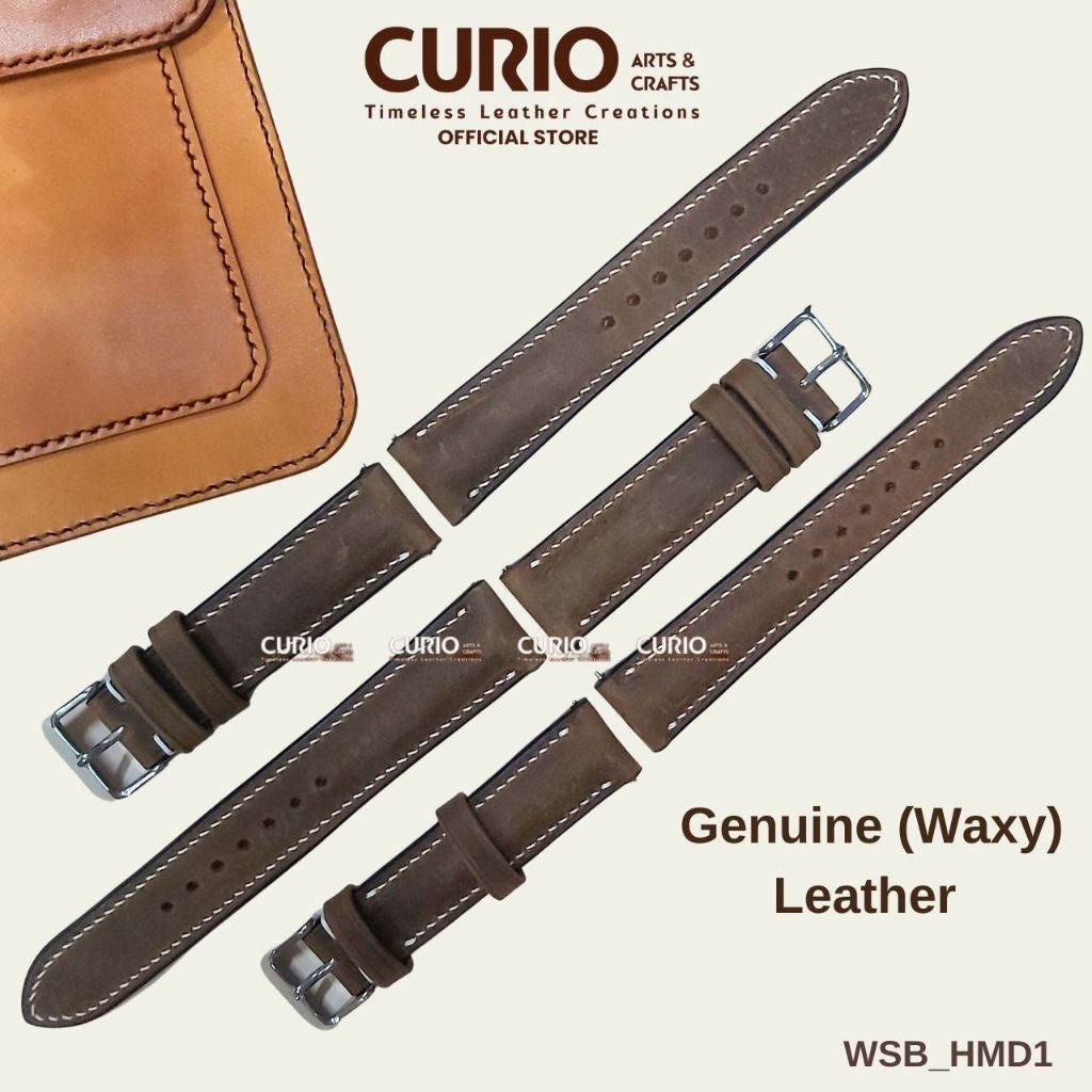 Dây đồng hồ handmade da bò sáp cao cấp, tặng hộp gỗ + khóa + chốt – BH 1năm – WSB_HMD1 CURIO LEATHER