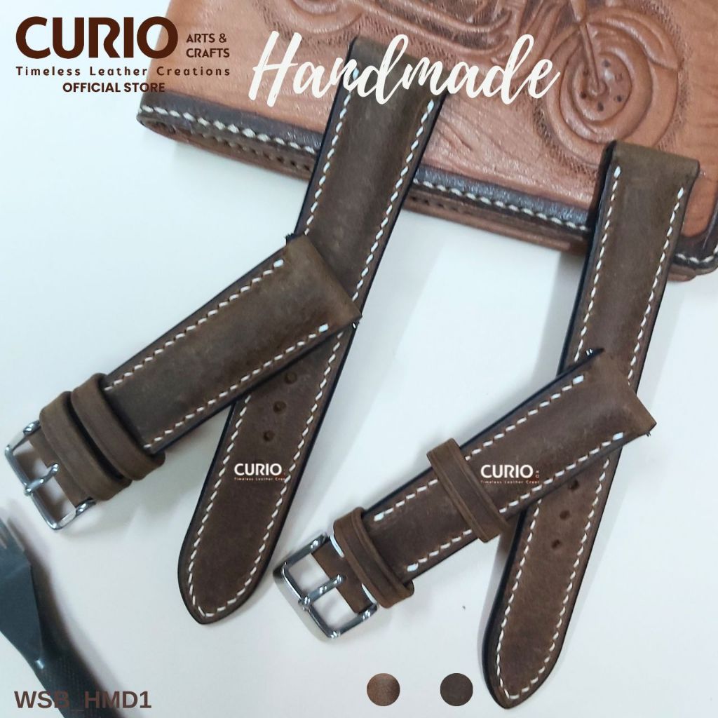 Dây đồng hồ handmade da bò sáp cao cấp, tặng hộp gỗ + khóa + chốt – BH 1năm – WSB_HMD1 CURIO LEATHER