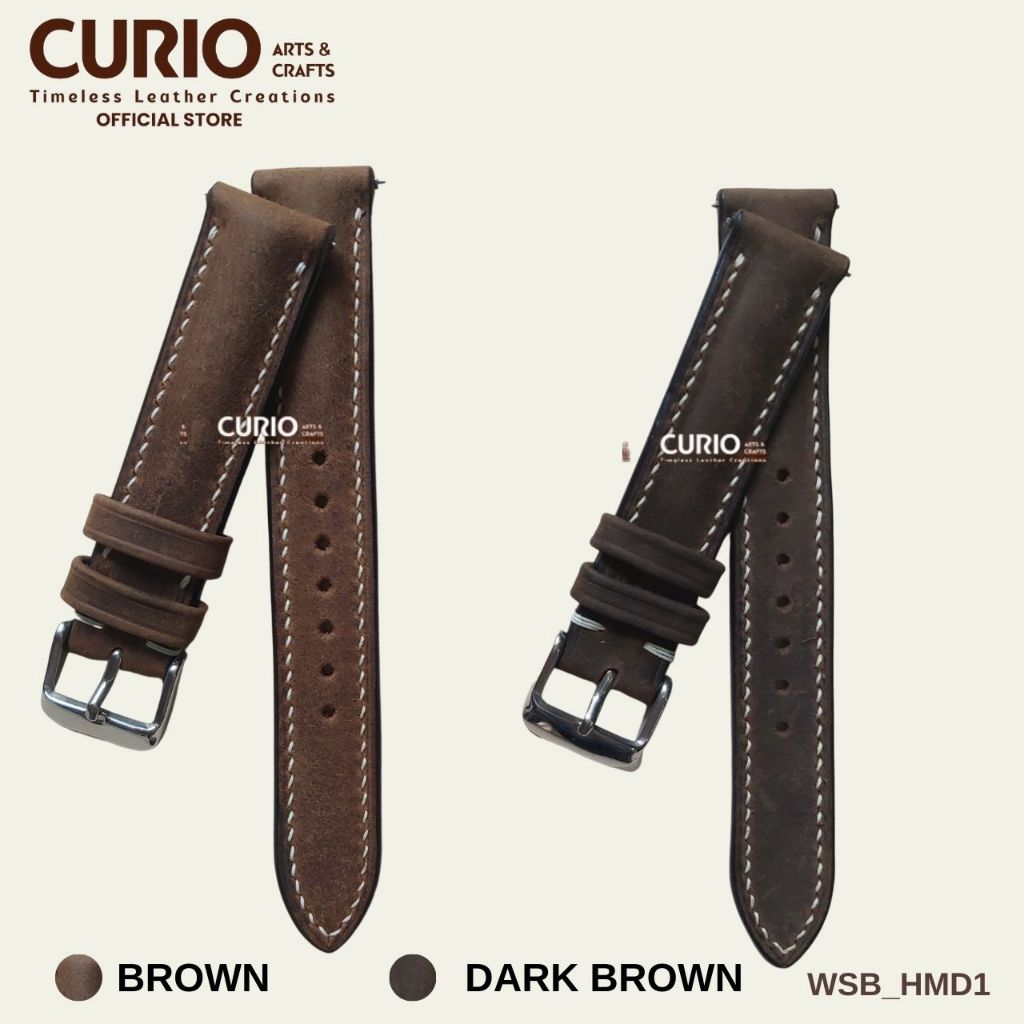 Dây đồng hồ handmade da bò sáp cao cấp, tặng hộp gỗ + khóa + chốt – BH 1năm – WSB_HMD1 CURIO LEATHER