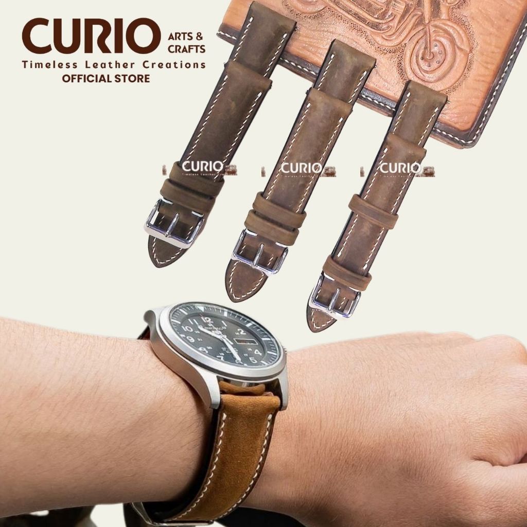 Dây đồng hồ handmade da bò sáp cao cấp, tặng hộp gỗ + khóa + chốt – BH 1năm – WSB_HMD1 CURIO LEATHER