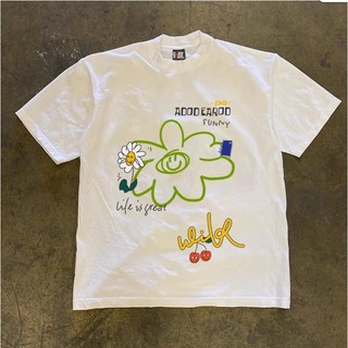 Áo Phông Hè Cổ Tròn Nam Nữ Tay Lỡ Phối Họa Tiết Hoa FUNY Cá Tính, Chất Liệu Cotton Khô Mềm Mịn Thấm Hút Mồ Hôi Siêu Tốt