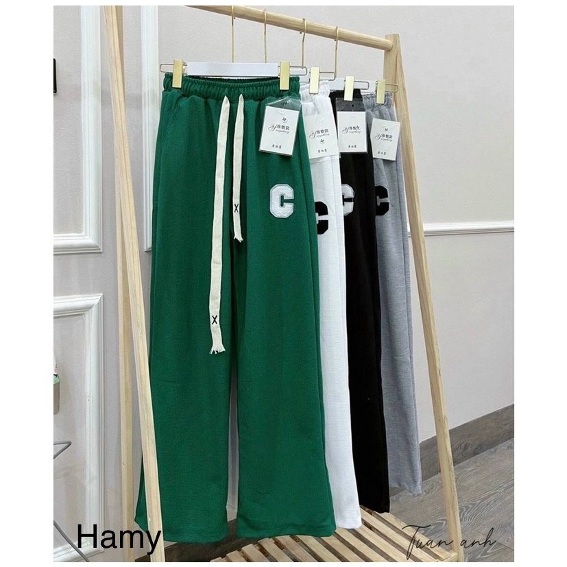 Quần Ống Rộng Chất Tổ Ong Chữ C - Quần Thể Thao Unisex Dày Dặn Phong Cách Siêu Hót