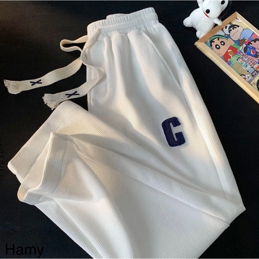 Quần Ống Rộng Chất Tổ Ong Chữ C - Quần Thể Thao Unisex Dày Dặn Phong Cách Siêu Hót