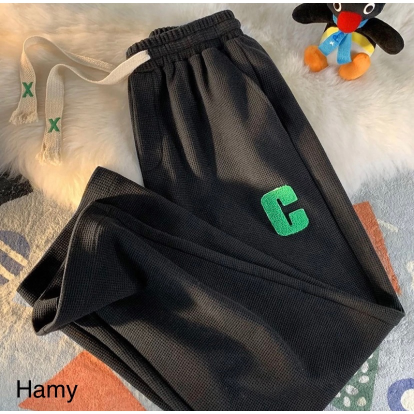 Quần Ống Rộng Chất Tổ Ong Chữ C - Quần Thể Thao Unisex Dày Dặn Phong Cách Siêu Hót