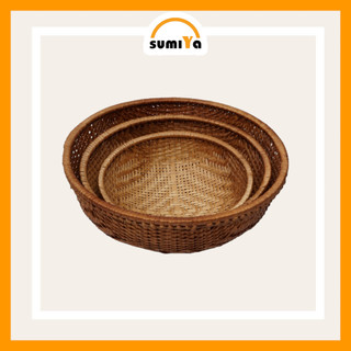 Rổ tre hun khói hình tròn, nguyên liệu tự nhiên thân thiện với môi trường, dùng trang trí, để thức ăn