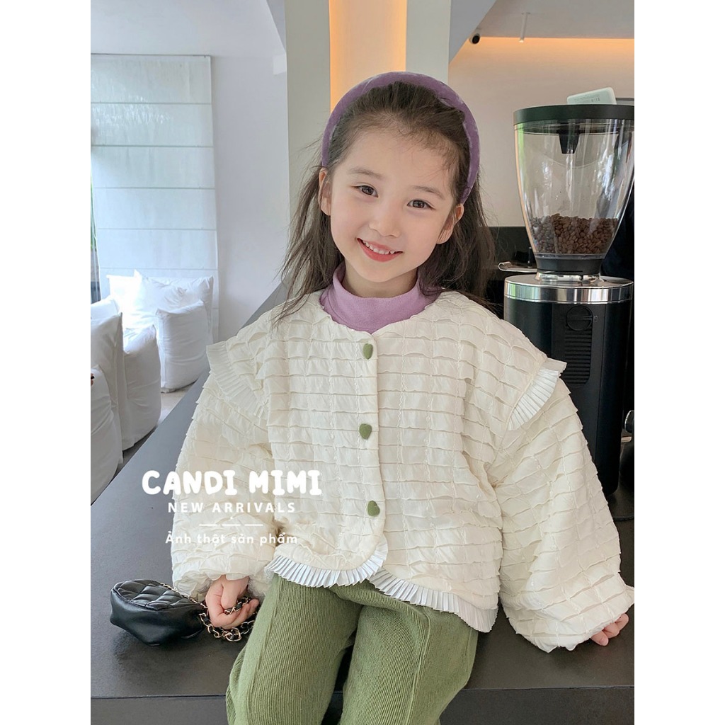 CANDIMIMI Áo Nỉ Cotton Màu Pastel Giữ Nhiệt, Co Giãn Cho Bé Gái - Sợi Tự Nhiên Cao Cấp, Dày Dặn - Thời Trang Trẻ Em