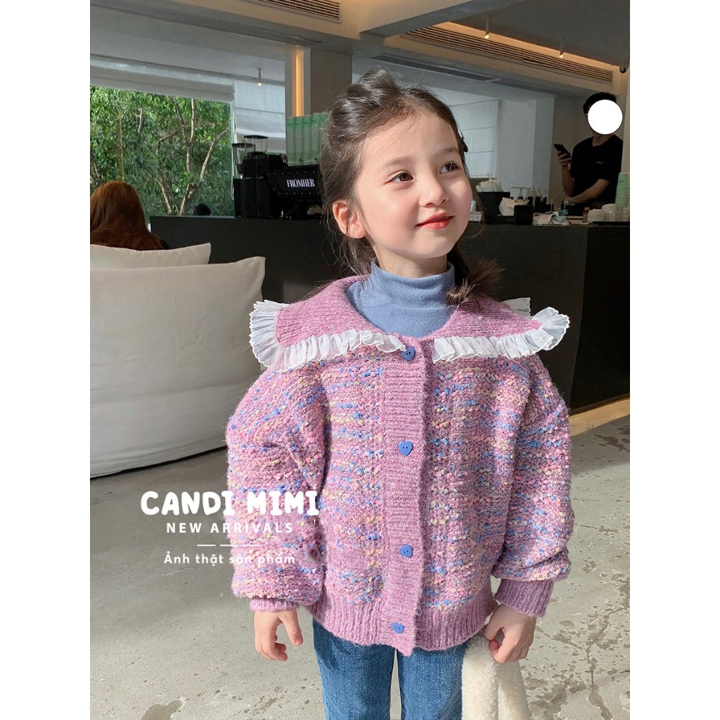 CANDIMIMI Áo Nỉ Cotton Màu Pastel Giữ Nhiệt, Co Giãn Cho Bé Gái - Sợi Tự Nhiên Cao Cấp, Dày Dặn - Thời Trang Trẻ Em
