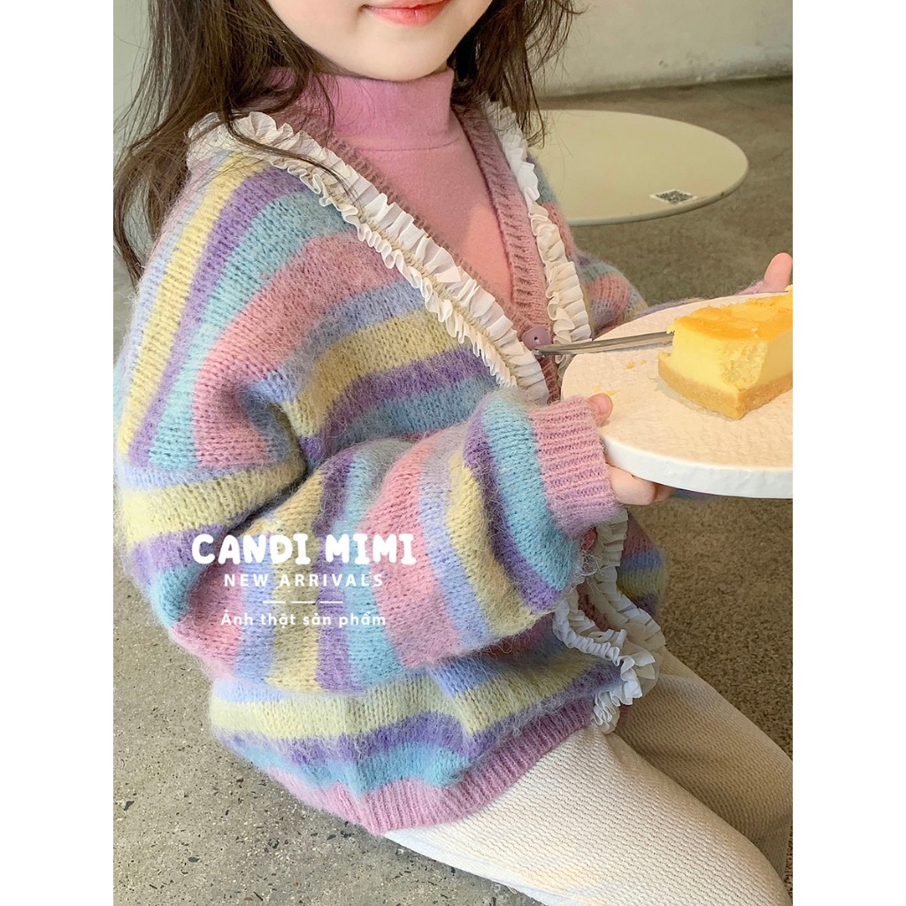 CANDIMIMI Áo Nỉ Cotton Màu Pastel Giữ Nhiệt, Co Giãn Cho Bé Gái - Sợi Tự Nhiên Cao Cấp, Dày Dặn - Thời Trang Trẻ Em